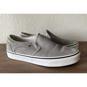 Vans Women Asher Suede Sherpa Drizzle Gray Slip On Shoe Women’s Size 7.5